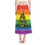LGBT Rainbow Gadsden Flag Print Side Slit Midi Skirt
