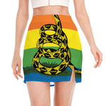LGBT Rainbow Gadsden Flag Print Side Slit Mini Skirt