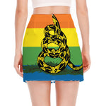 LGBT Rainbow Gadsden Flag Print Side Slit Mini Skirt