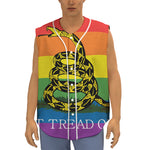 LGBT Rainbow Gadsden Flag Print Sleeveless Baseball Jersey