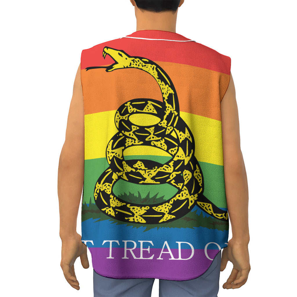 LGBT Rainbow Gadsden Flag Print Sleeveless Baseball Jersey