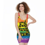 LGBT Rainbow Gadsden Flag Print Sleeveless Bodycon Dress