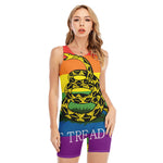 LGBT Rainbow Gadsden Flag Print Sleeveless One Piece Swimsuit