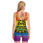 LGBT Rainbow Gadsden Flag Print Sleeveless One Piece Swimsuit