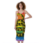 LGBT Rainbow Gadsden Flag Print Slim Fit Midi Cami Dress