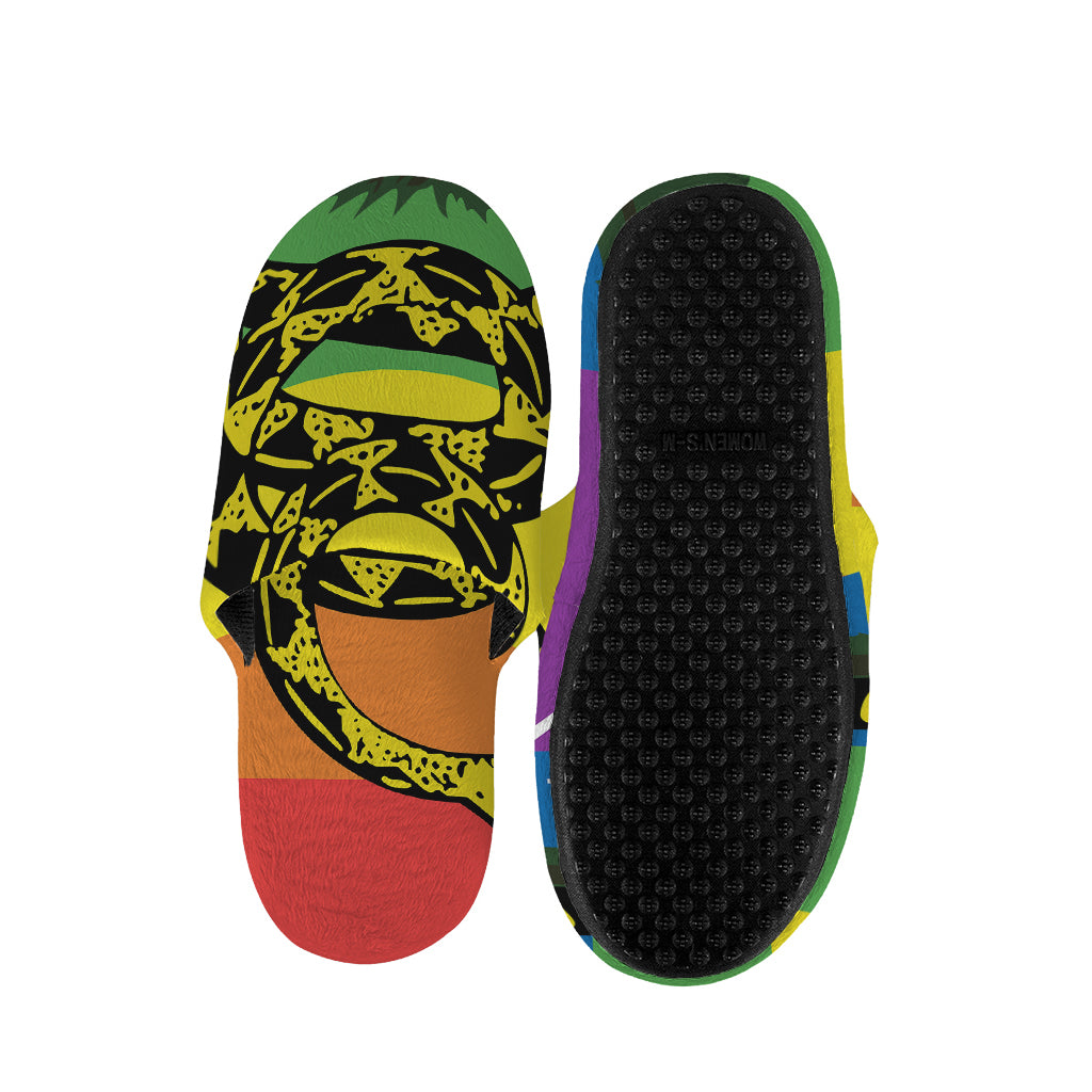 LGBT Rainbow Gadsden Flag Print Slippers