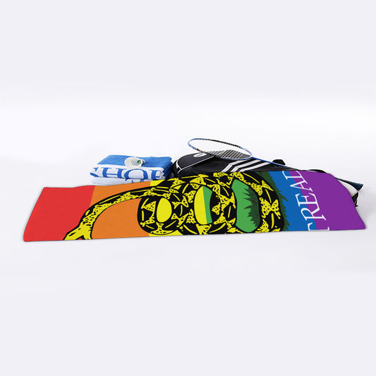 LGBT Rainbow Gadsden Flag Print Sports Towel