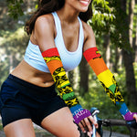 LGBT Rainbow Gadsden Flag Print Sun Protection Arm Sleeves