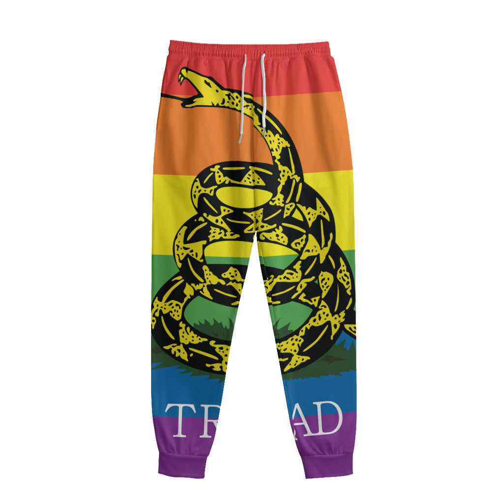 LGBT Rainbow Gadsden Flag Print Sweatpants