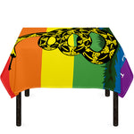 LGBT Rainbow Gadsden Flag Print Tablecloth