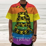 LGBT Rainbow Gadsden Flag Print Textured Short Sleeve Shirt
