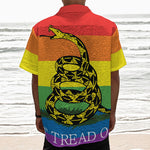 LGBT Rainbow Gadsden Flag Print Textured Short Sleeve Shirt