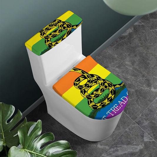 LGBT Rainbow Gadsden Flag Print Toilet Lid And Tank Cover Set