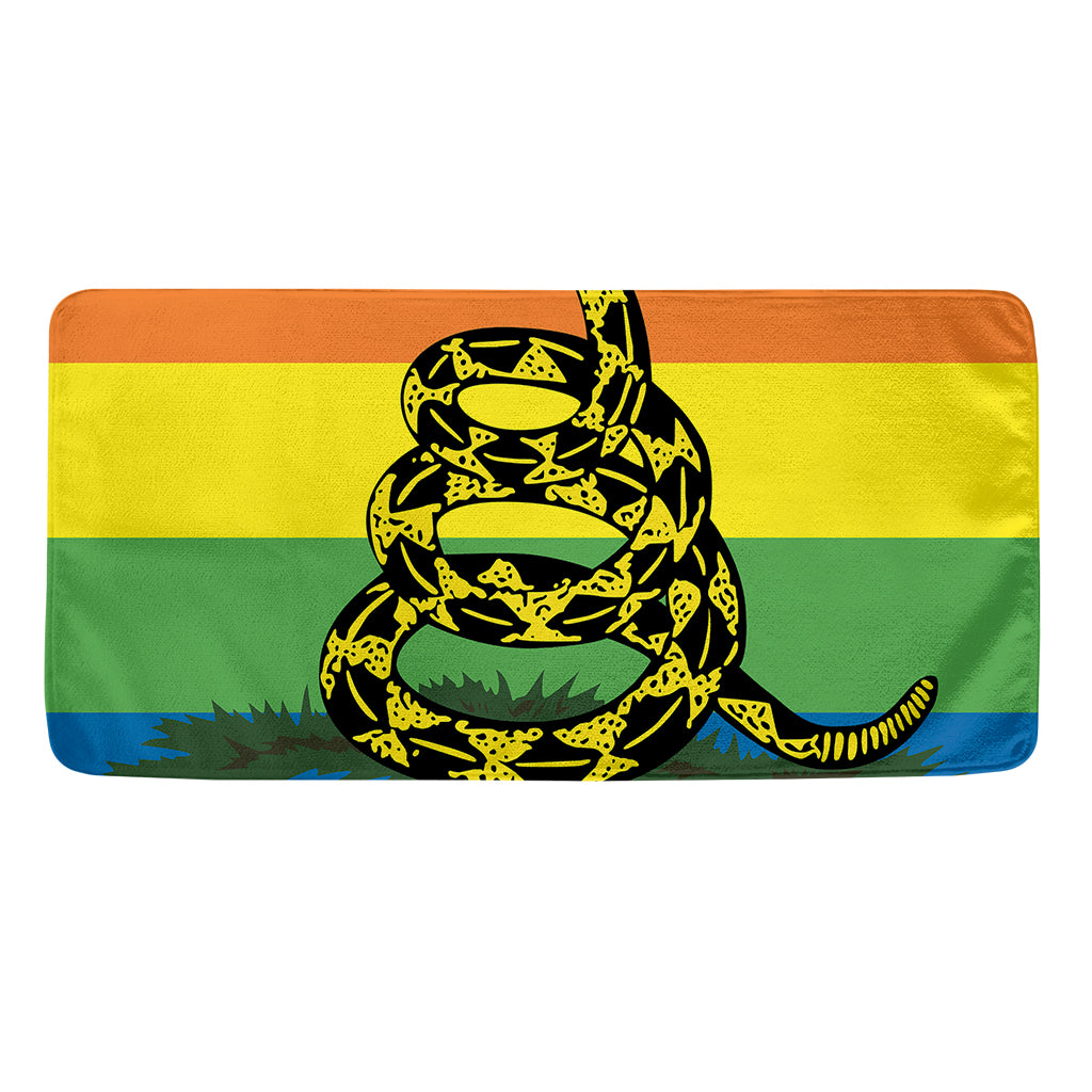 LGBT Rainbow Gadsden Flag Print Towel