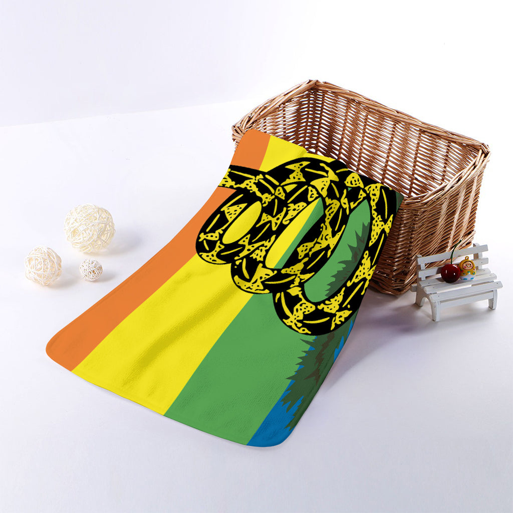 LGBT Rainbow Gadsden Flag Print Towel