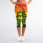 LGBT Rainbow Gadsden Flag Print Women's Capri Leggings