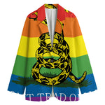 LGBT Rainbow Gadsden Flag Print Women's Cotton Blazer