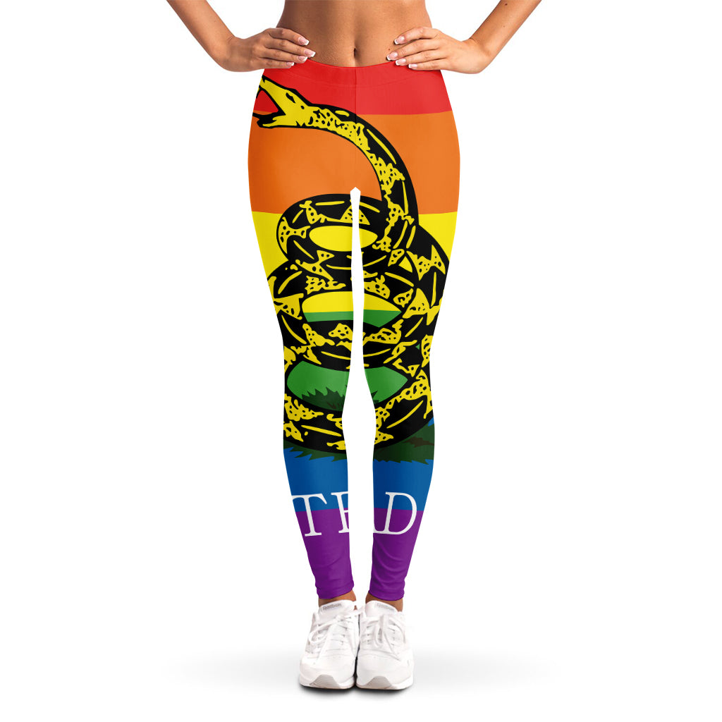 LGBT Rainbow Gadsden Flag Print Women's Leggings
