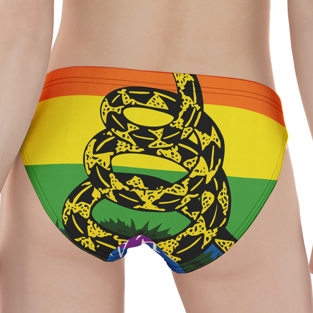 LGBT Rainbow Gadsden Flag Print Women's Panties