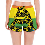 LGBT Rainbow Gadsden Flag Print Women's Split Running Shorts