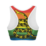 LGBT Rainbow Gadsden Flag Print Women's Sports Bra
