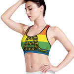 LGBT Rainbow Gadsden Flag Print Women's Sports Bra
