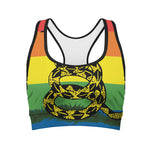 LGBT Rainbow Gadsden Flag Print Women's Sports Bra