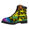 LGBT Rainbow Gadsden Flag Print Padded Collar Lace Up Boots
