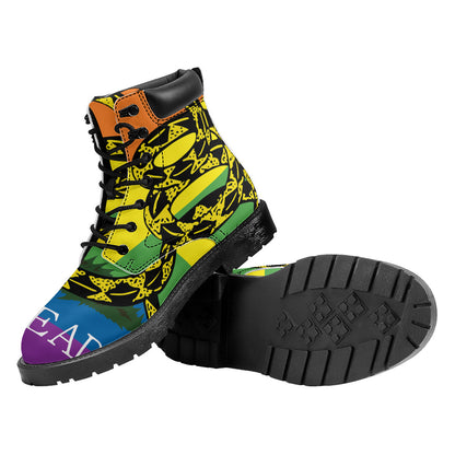 LGBT Rainbow Gadsden Flag Print Work Boots