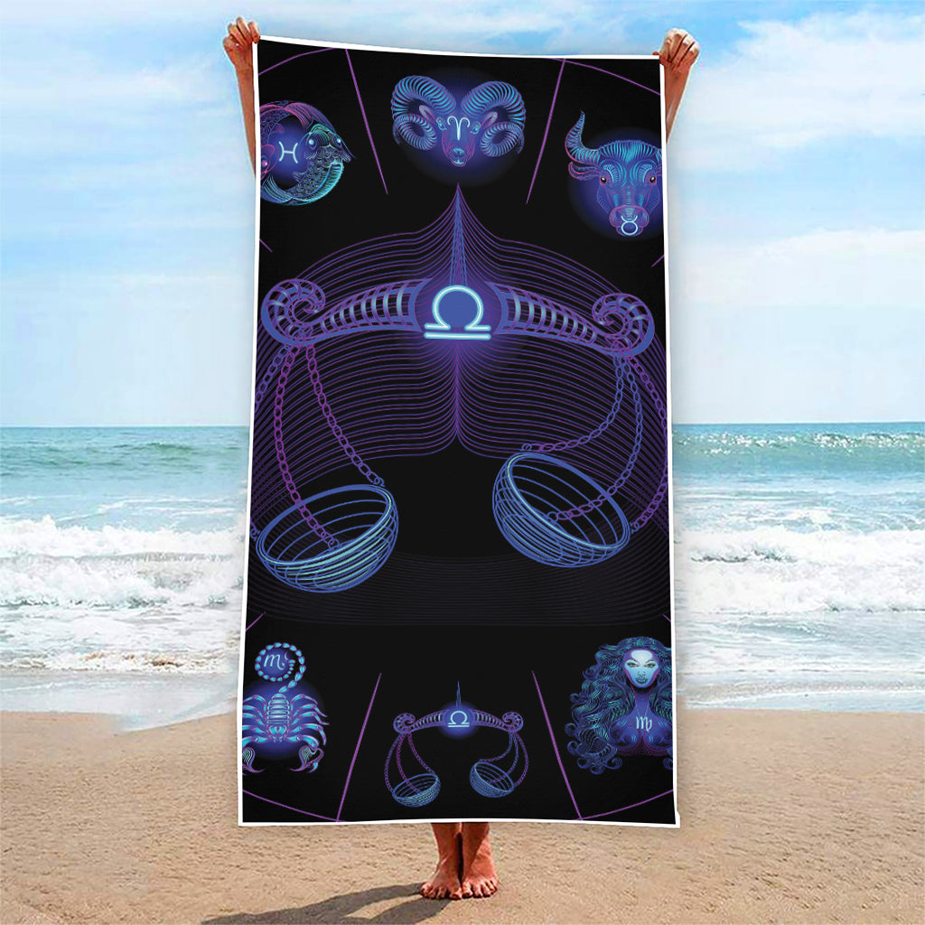 Libra And Astrological Signs Print Beach Towel