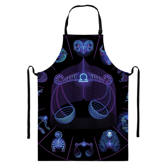 Libra And Astrological Signs Print Bib Apron With Pocket