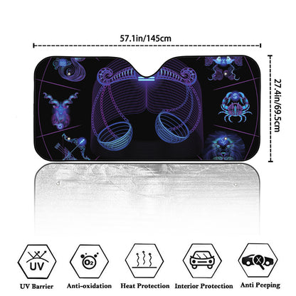 Libra And Astrological Signs Print Car Windshield Sun Shade