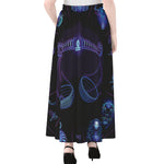 Libra And Astrological Signs Print Chiffon Maxi Skirt