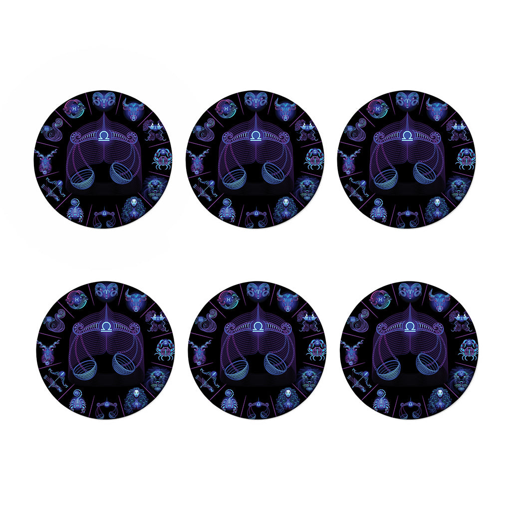 Libra And Astrological Signs Print Coaster Set