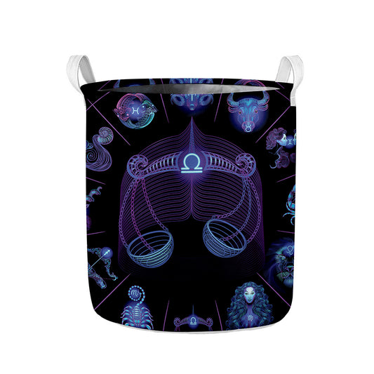 Libra And Astrological Signs Print Collapsible Laundry Basket