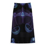 Libra And Astrological Signs Print Cotton Front Slit Maxi Skirt