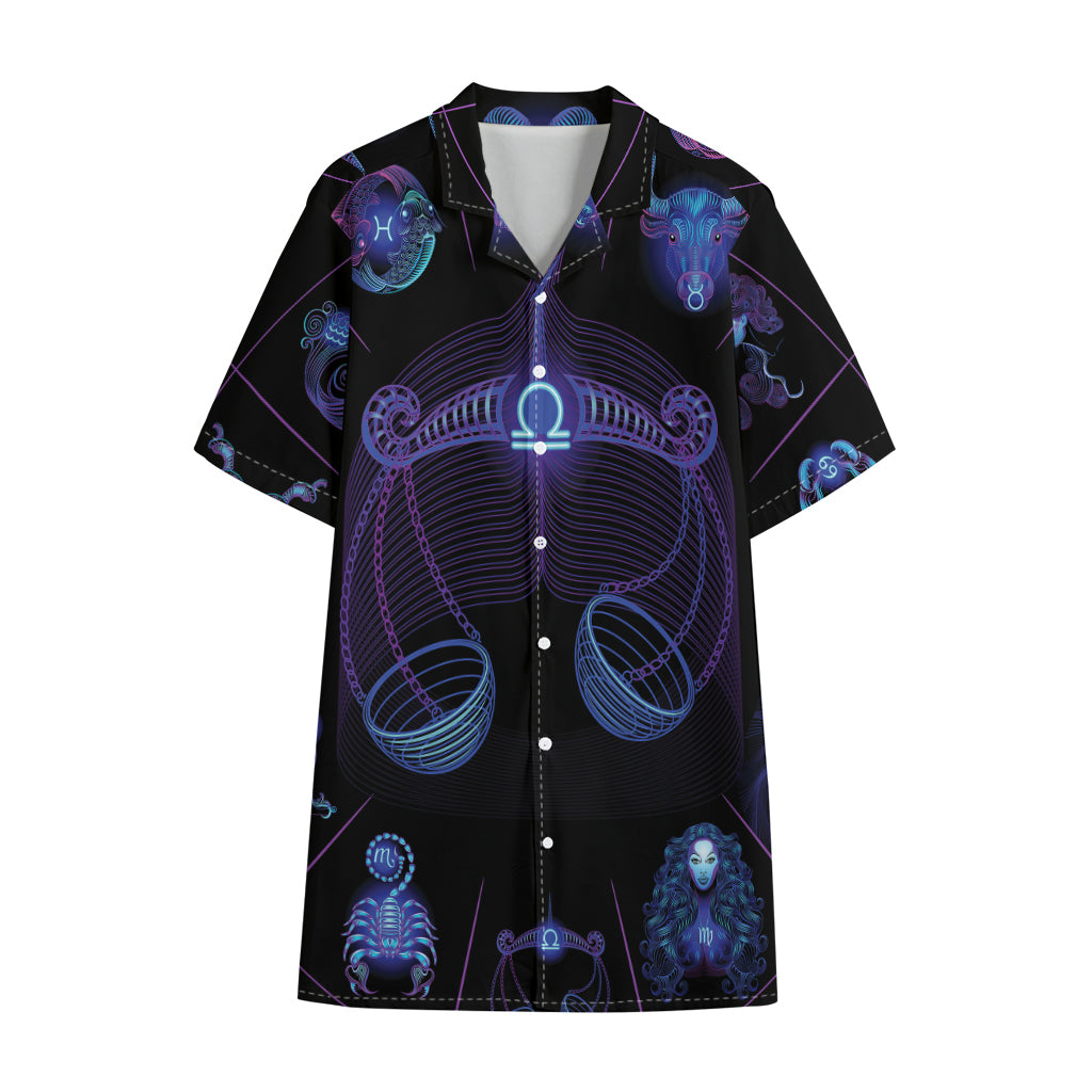 Libra And Astrological Signs Print Cotton Hawaiian Shirt