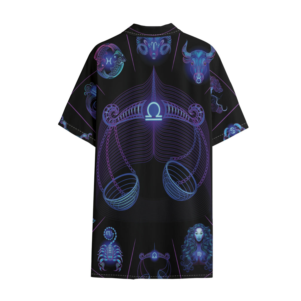 Libra And Astrological Signs Print Cotton Hawaiian Shirt