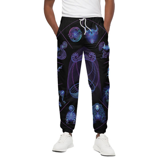 Libra And Astrological Signs Print Cotton Pants