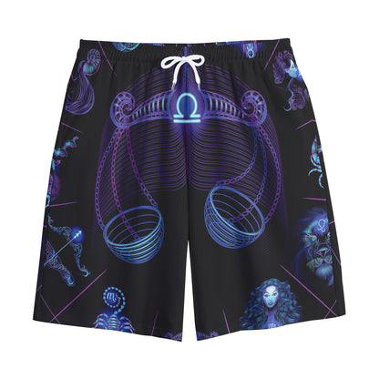 Libra And Astrological Signs Print Cotton Shorts