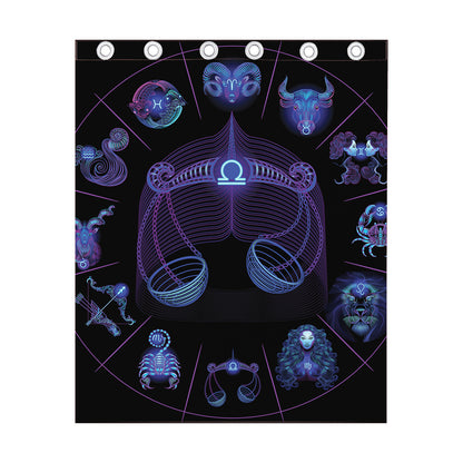 Libra And Astrological Signs Print Curtain