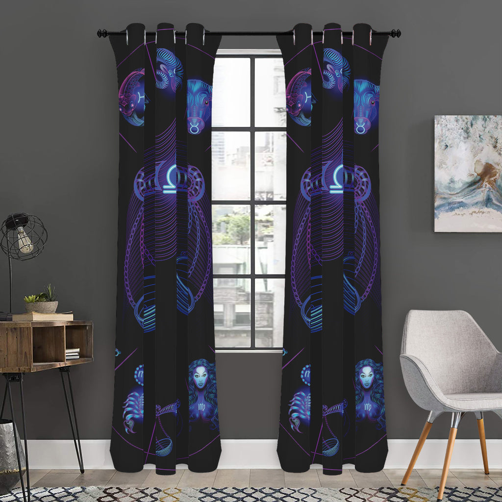 Libra And Astrological Signs Print Curtain