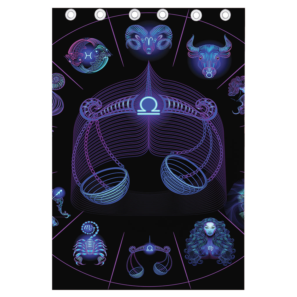 Libra And Astrological Signs Print Curtain
