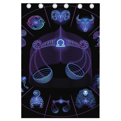 Libra And Astrological Signs Print Curtain