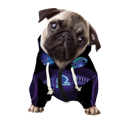 Libra And Astrological Signs Print Dog Zip Up Hoodie