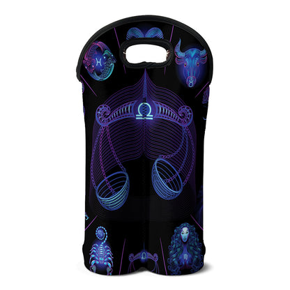 Libra And Astrological Signs Print Double Neoprene Wine Tote