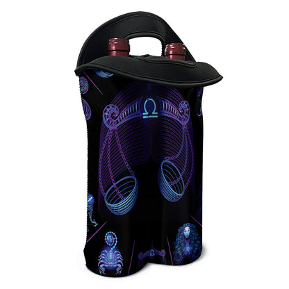 Libra And Astrological Signs Print Double Neoprene Wine Tote