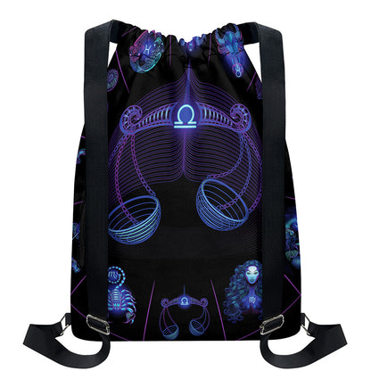 Libra And Astrological Signs Print Drawstring Backpack