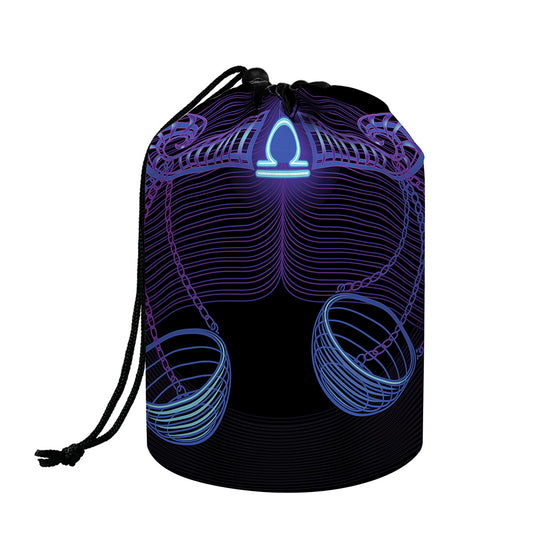 Libra And Astrological Signs Print Drawstring Makeup Bag