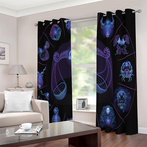 Libra And Astrological Signs Print Extra Wide Grommet Curtains